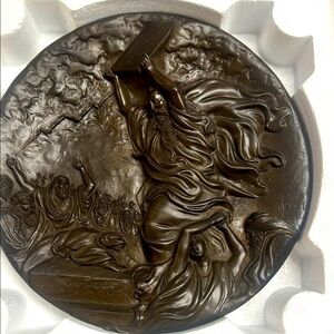NIB Bradford Exchange "Moses and the Ten Commandments" Bronze Relief Plate